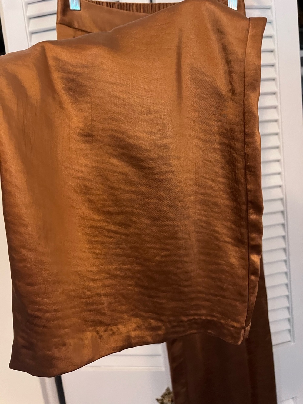 Anthropologie Drew Satin Eva Wide Leg Pant Copper Gold Brown NWT Size XS - Picture 8 of 14